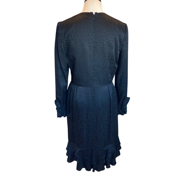 Carolina Herrera Womens Dress Size S Black Jacquard Ruffle Trim Vintage - Picture 3 of 16